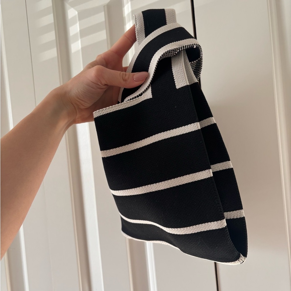 Black and White Striped Women's Bag - Picture 3 of 6